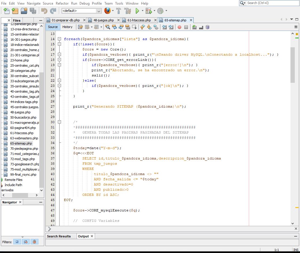 Panagen, generando un sitemap
