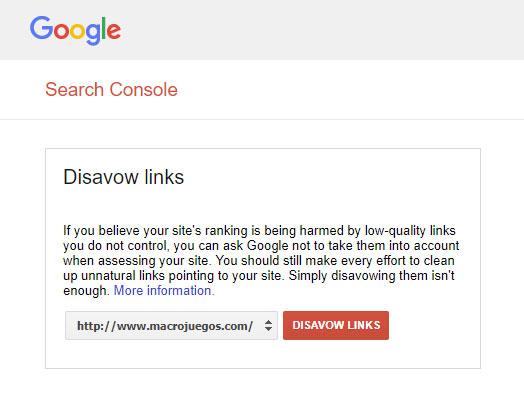 Herramienta disavow de Google