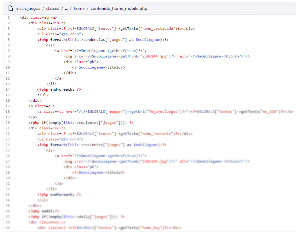 Home mobile view code