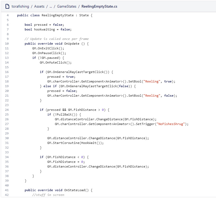Código C# del juego